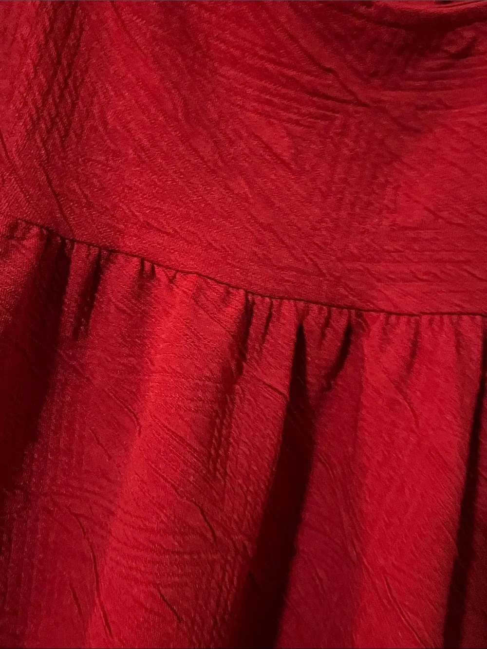Free People violet babydoll Red Puff-Sleeve Tie-Back Mini Dress sz S with pocket